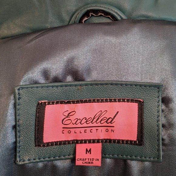 Excelled Collection Teal 100% Leather Coat NWT - Picture 8 of 15